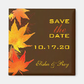 Maple Leaves Chocolate Brown Wedding Save the Date Magneet (Voorkant)