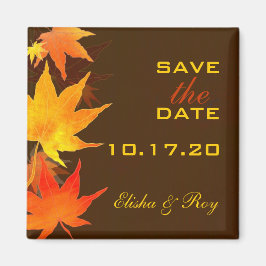 Maple Leaves Chocolate Brown Wedding Save the Date Magneet