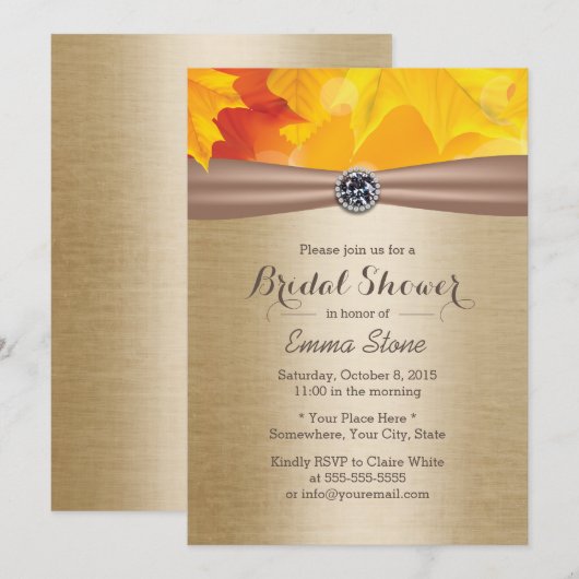 Maple Leaves Elegant Gold Autumn Vrijgezellenfeest Kaart (Voorkant / Achterkant)