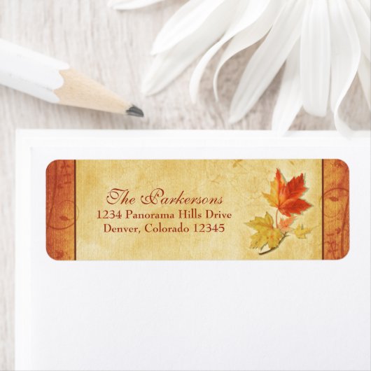 Maple Leaves Fall Bruiloft retour adreslabels Etiket (Insitu)