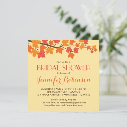 Maple Leaves Fall Wedding Invitation Kaart (Staand voorkant)