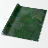 Maple Leaves Green Neon Summer Cadeaupapier (Uitgerold)