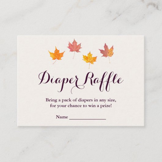 Maple Leaves Herfst Baby shower Luier Raffle Informatiekaartje (Voorkant)