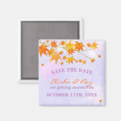 Maple Leaves Lavender Wedding Save the Date Magneet (Voorkant / Achterkant)