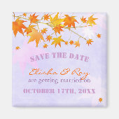 Maple Leaves Lavender Wedding Save the Date Magneet (Voorkant)