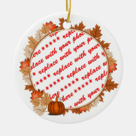 Maple Leaves met Pumpkin Photo Lijst Keramisch Ornament