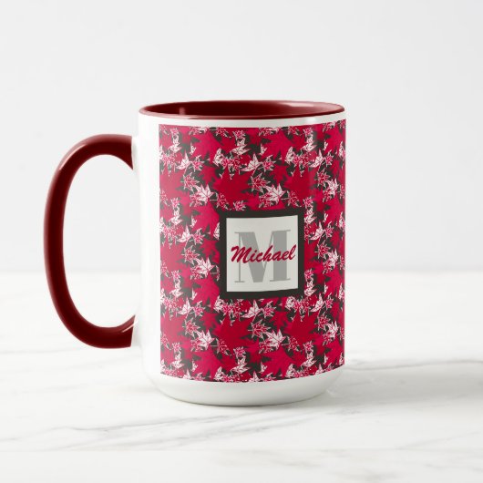 Maple Leaves on a Charcoal Background Mok (Links)