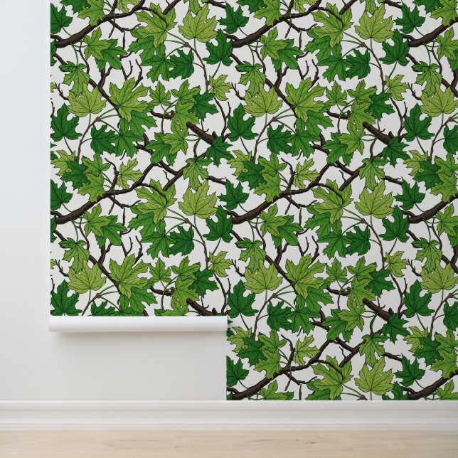 Maple leaves on white behang (Applicatie)