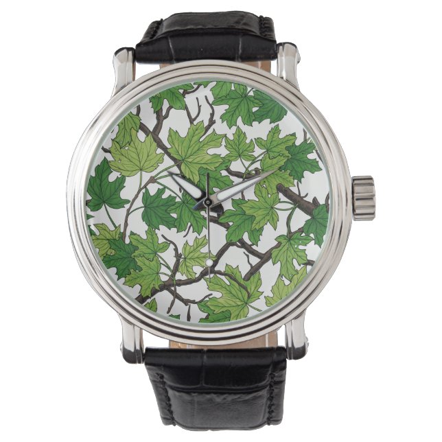 Maple leaves on white horloge (Voorkant)