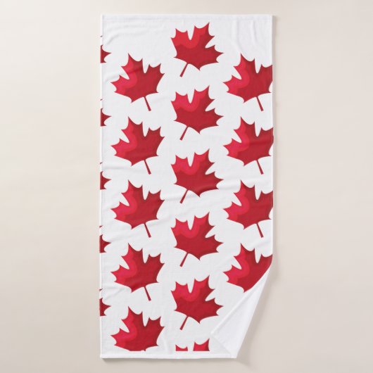 Maple Leaves Pattern voor Canada op white Badhanddoek (Badhanddoek)