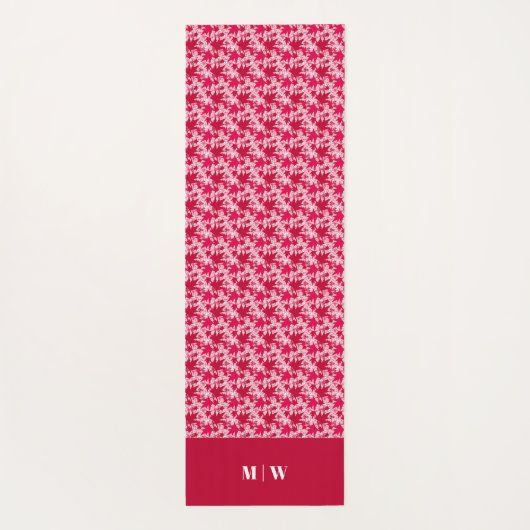 Maple Leaves-Red op een roze achtergrond Yogamat (Achterkant)