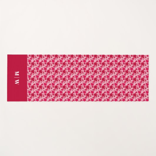 Maple Leaves-Red op een roze achtergrond Yogamat (Voorkant (horizontaal))