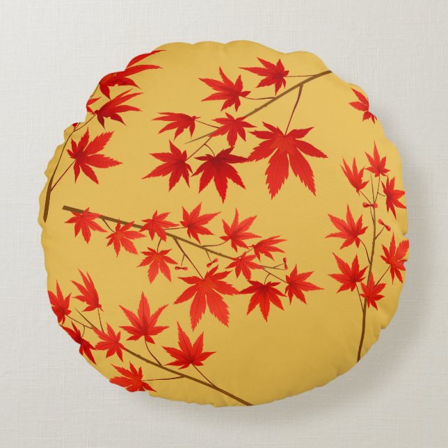 Maple Leaves Rond Kussen (Voorkant)