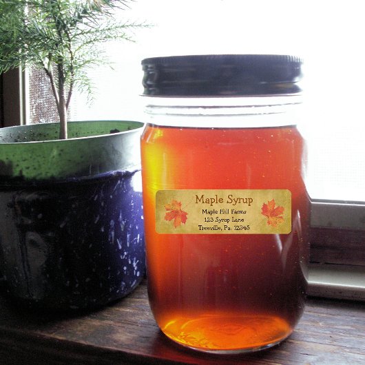 Maple lekt etiket van aple spuit