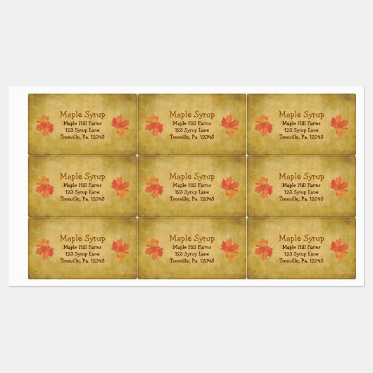 Maple lekt met een waterdicht etiket op de aple sp labels (Vel)