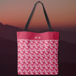 Maple lekt op een roze achtergrond tote bag