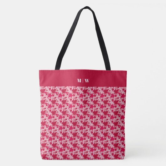 Maple lekt op een roze achtergrond tote bag (Voorkant)