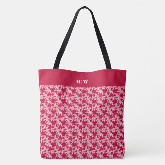 Maple lekt op een roze achtergrond tote bag (Achterkant)