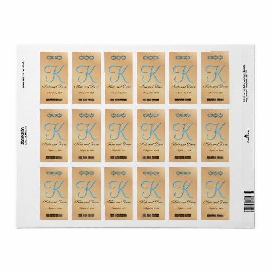 Maple Monogram Tan Brown Etiket (Full Sheet)