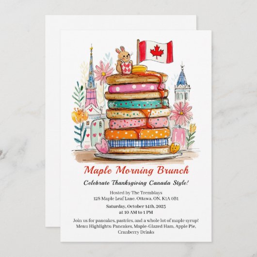 Maple Morning Brunch | 3D poppenhuis pannenkoek Kaart (Voorkant / Achterkant)