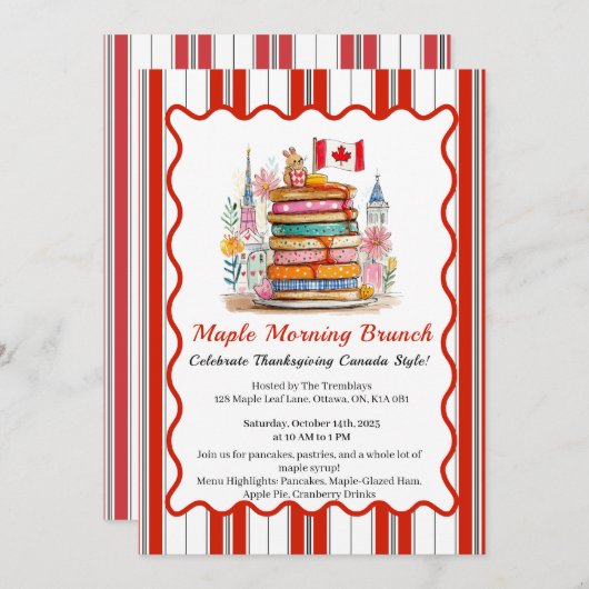 Maple Morning Brunch | 3D poppenhuis pannenkoek Kaart (Voorkant / Achterkant)