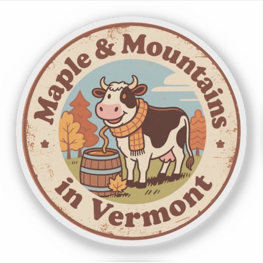 Maple & Mountains_ Vermont Autumn-geïnspireerde ku Sticker (Voorkant)