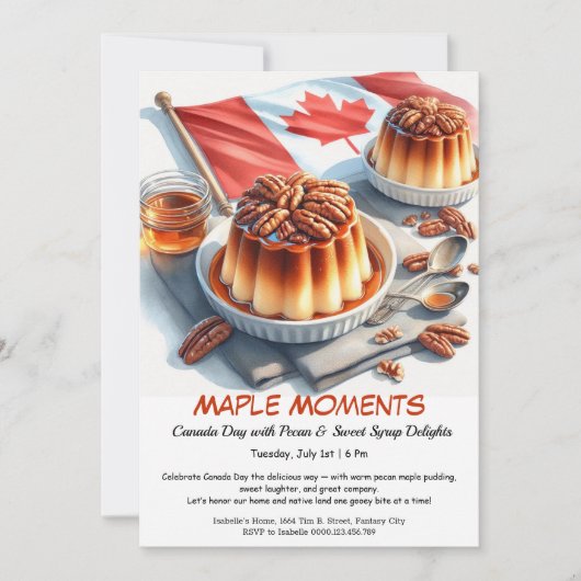 Maple & Pecan Pie Waterverf Ontwerp | Canada Day Kaart (Voorkant)