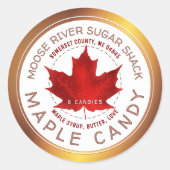 Maple Snoep Copper Border Red Sugar Maple Leaf Ronde Sticker (Voorkant)