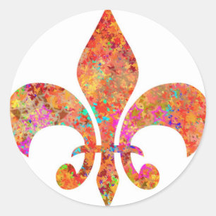 Maple Star Designer Fleur-de-Lis Ronde Sticker
