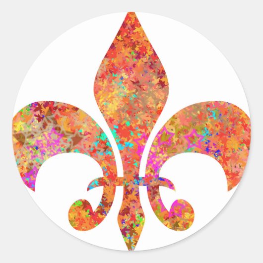 Maple Star Designer Fleur-de-Lis Ronde Sticker (Voorkant)