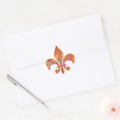 Maple Star Designer Fleur-de-Lis Ronde Sticker (Envelop)