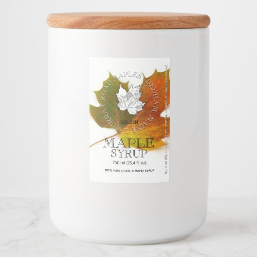 Maple stroop bewerkbaar label (dubbel esdoornblad) voedselcontainer etiket (Voorkant)