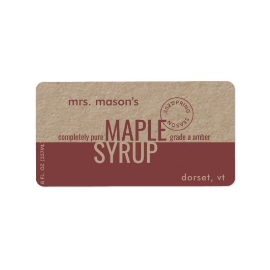 Maple stroop lente seizoen kraft en bruin label (Voorkant)