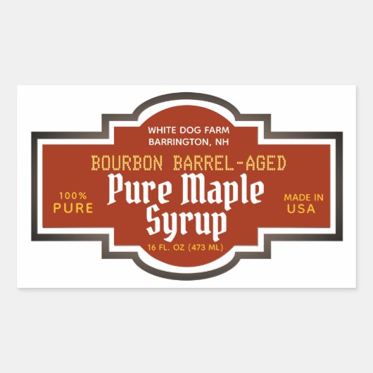 Maple stroop vat verouderd oude stijl label (Voorkant)