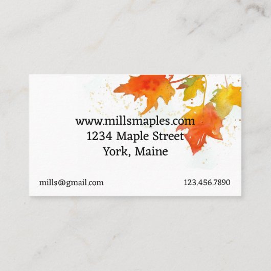 Maple stroop voor verkoopkwaliteit Alle natuurlijk Visitekaartje (Achterkant)