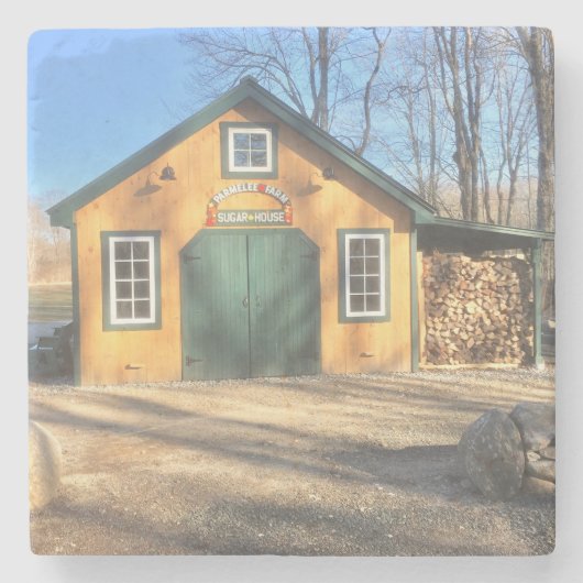 Maple Sugar House in Parmelee Boerderij Stenen Onderzetter (Voorkant)