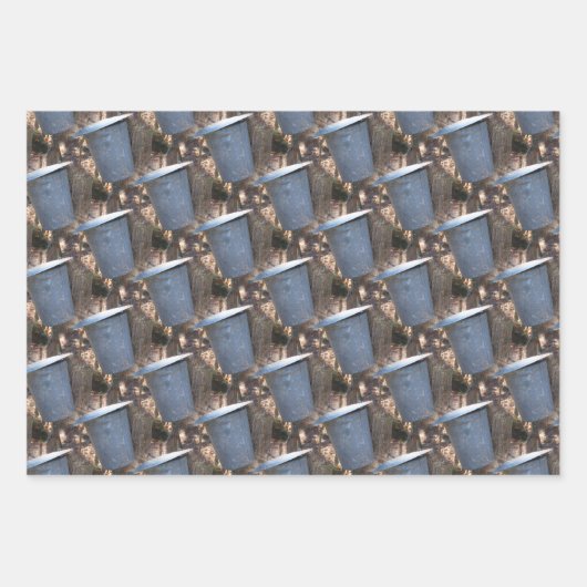 Maple Sugar Sap Bucket Natuur Patroon Inpakpapier Vel (Voorkant 2)