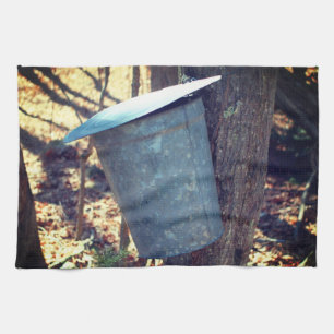 Maple Sugar Sap Bucket on Tree Theedoek
