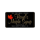 Maple Syrup Address Label met Red Leaf op Black (Voorkant)
