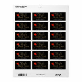Maple Syrup Address Label met Red Leaf op Black (Full Sheet)