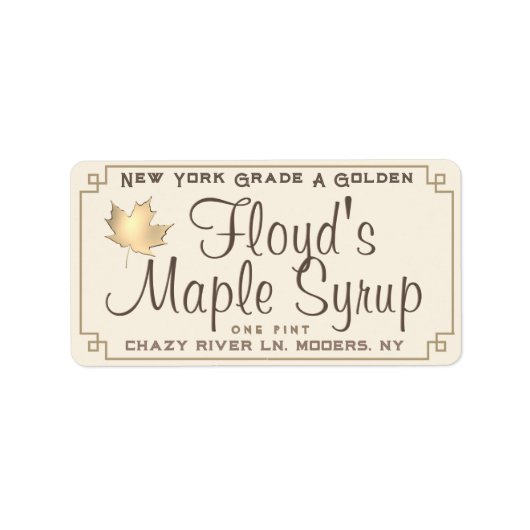 Maple Syrup-adreslabel met Gold Leaf op ivoor Etiket (Voorkant)