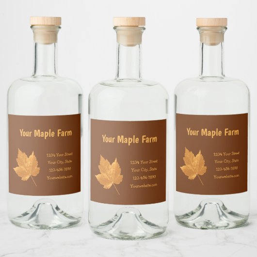 Maple Syrup Boerderij Amber Yellow Brown country R Likeurfles Etiket (Flessen)