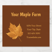 Maple Syrup Boerderij Amber Yellow Brown country R Likeurfles Etiket (Enkel label)