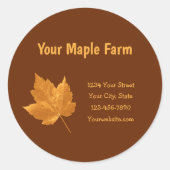 Maple Syrup Boerderij Amber Yellow Brown country R Ronde Sticker (Voorkant)