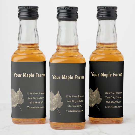 Maple Syrup Boerderij Beige Black Country Rustic Likeurfles Etiket (Flessen)
