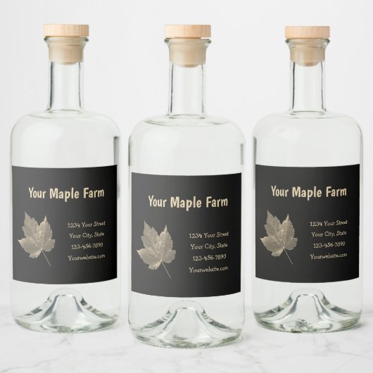 Maple Syrup Boerderij Beige Black Country Rustic Likeurfles Etiket (Flessen)
