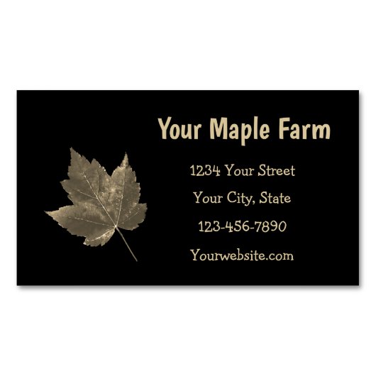 Maple Syrup Boerderij Beige Black Country Rustic Magnetisch Visitekaartje (Voorkant)