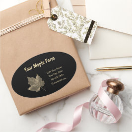 Maple Syrup Boerderij Beige Black Country Rustic Ovale Sticker