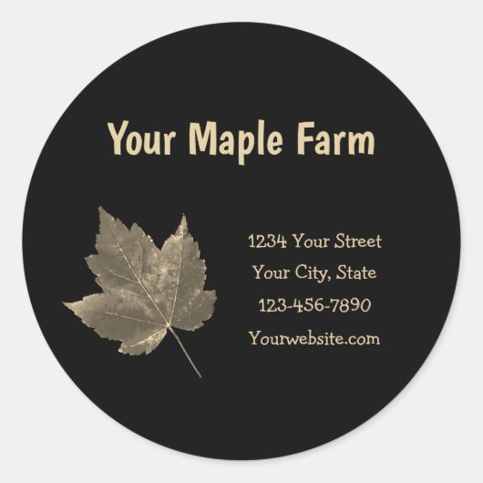Maple Syrup Boerderij Beige Black Country Rustic Ronde Sticker (Voorkant)