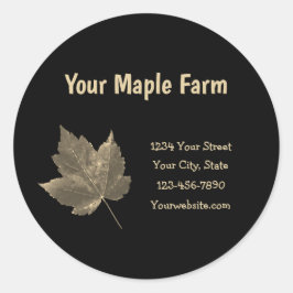 Maple Syrup Boerderij Beige Black Country Rustic Ronde Sticker